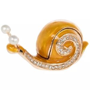 New Yellow Snail Rhinestone Jewelry Trinket Box